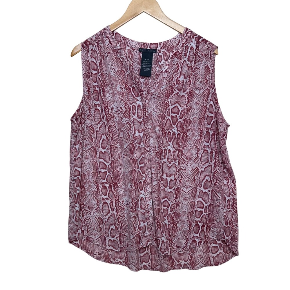 Chelsea & Theodore Snakeskin Print Sleeveless Top size XL Red/White